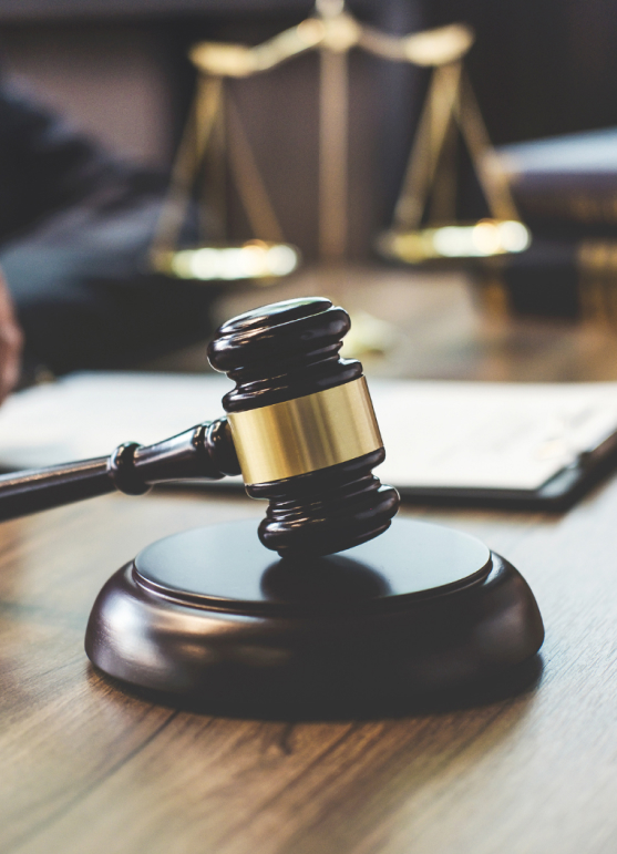 a gavel on the table